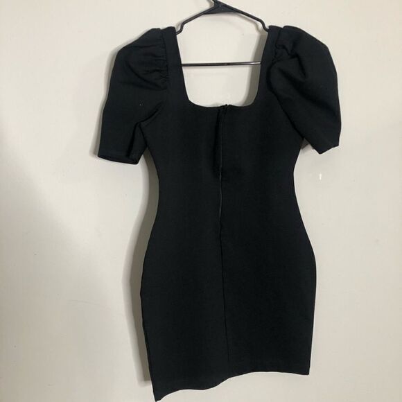 Puff Sleeve Square Neck Bodycon Mini Dress - Picture 7 of 11